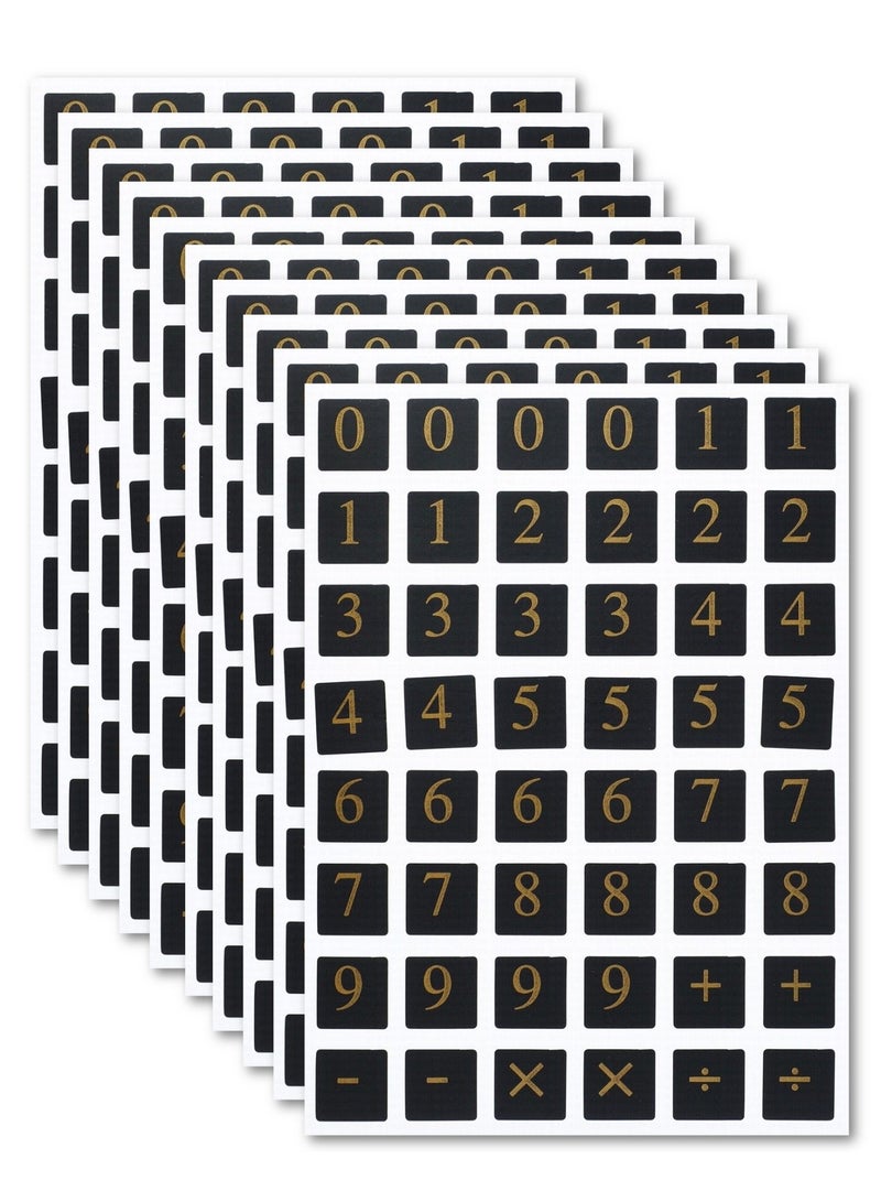 10-Piece Numeric Stickers Gold Colour